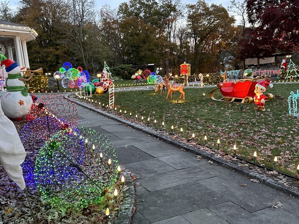 Colorful Christmas yard light display