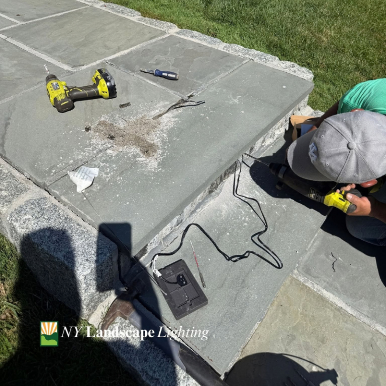 hardscaping steps for fall outdoor lighting
