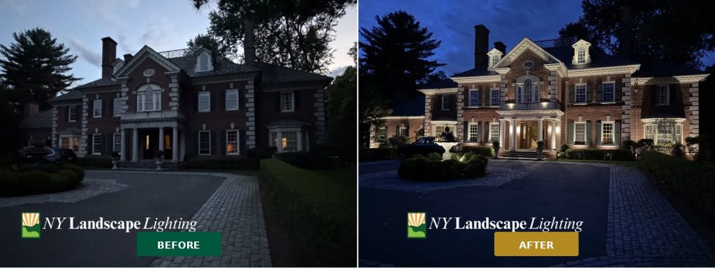 mamaroneck project before and after landscape lighting