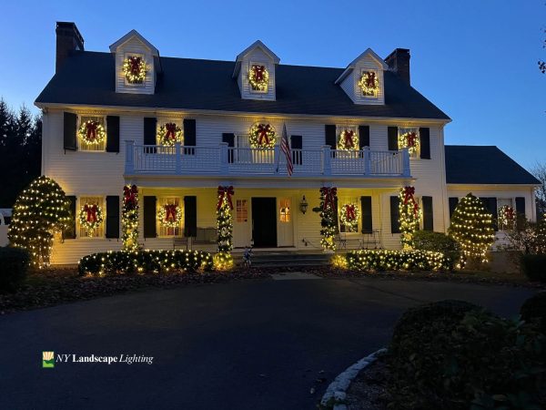 christmas light installation in New Canaan, NY