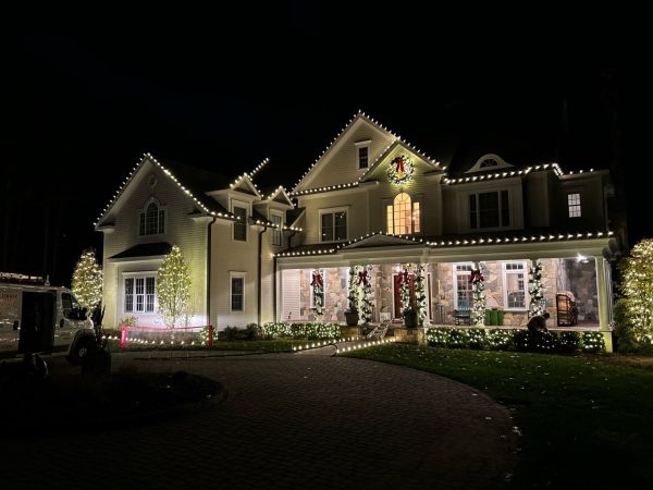 Luxury home with Christmas lights